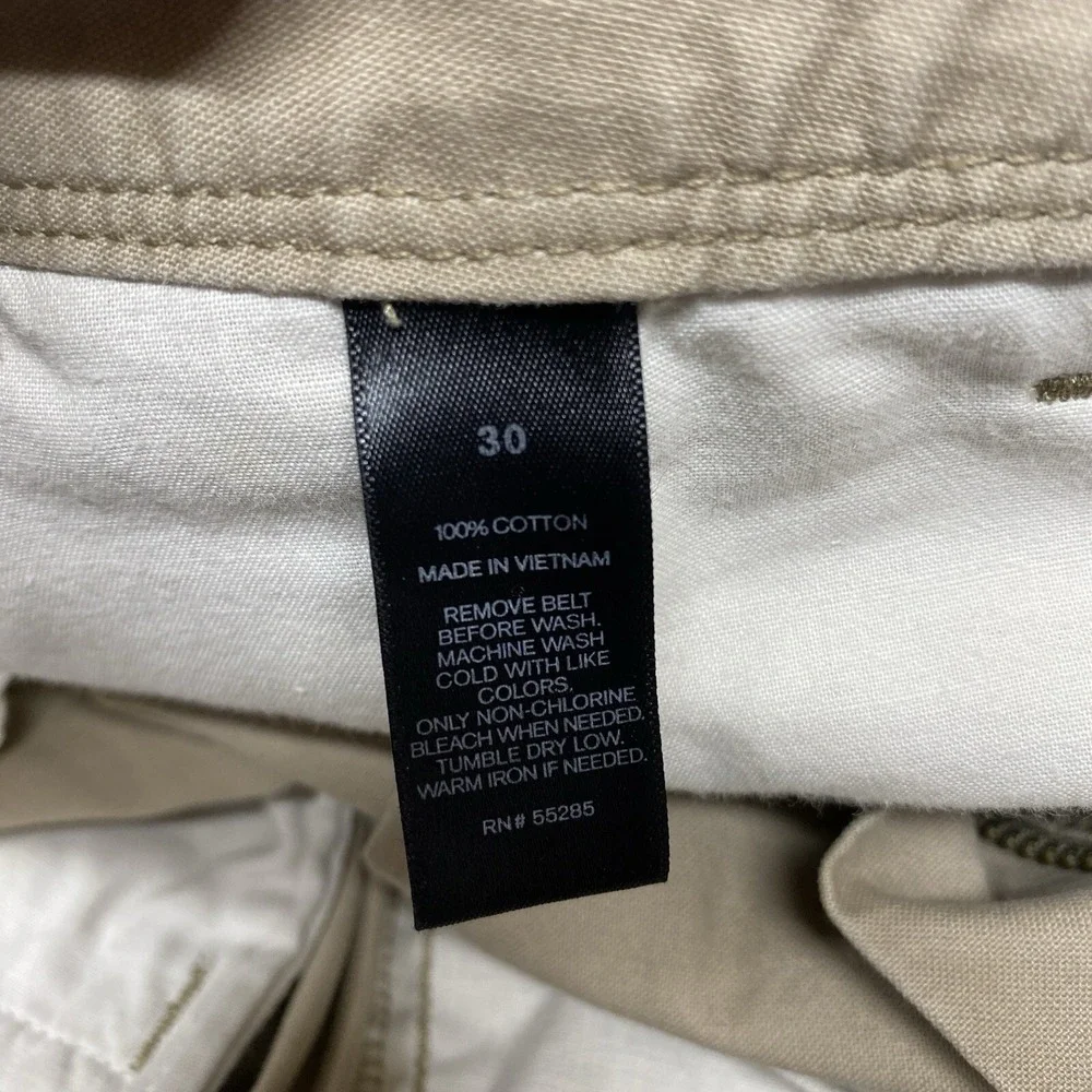Express Classic Fit Chino Shorts Sz 30 Beige 100% Cotton Flat Front Braided Belt